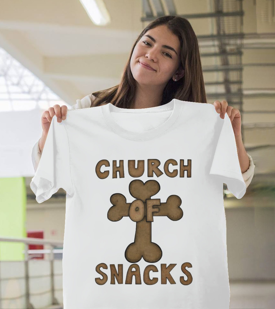Church Of Snacks Bone Cookie Cross T-Shirt