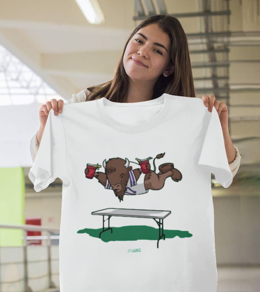 Smack Buffalo Jumping Over Table With Red Cups T-Shirt