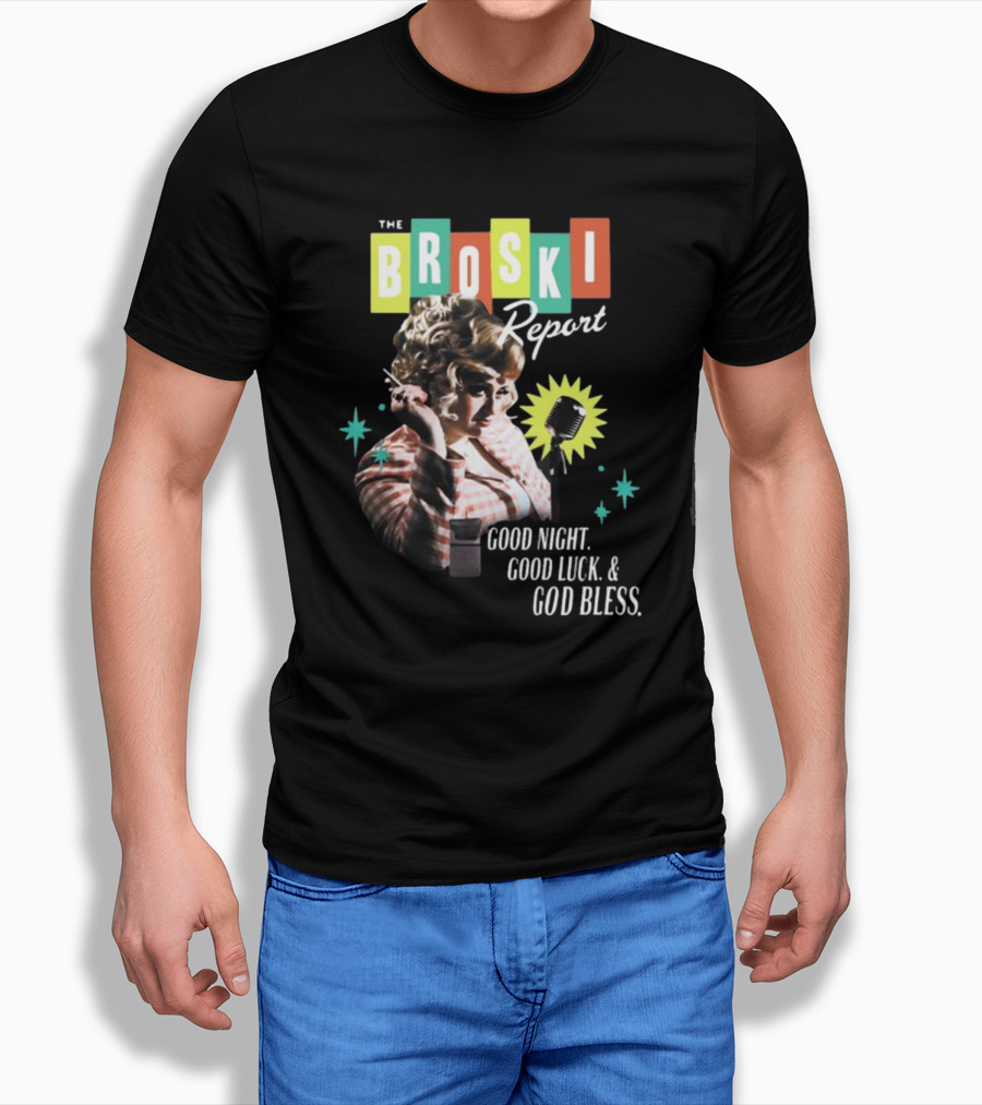 The Broski Report Good Night Good Luck God Bless Retro Style Microphone T-Shirt