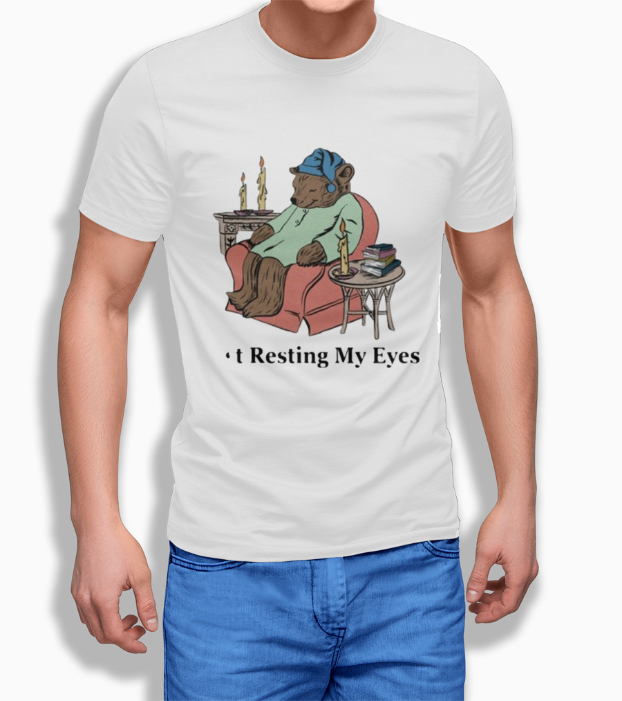 Resting My Eyes Bear In Pajamas With Candles And Books T-Shirt