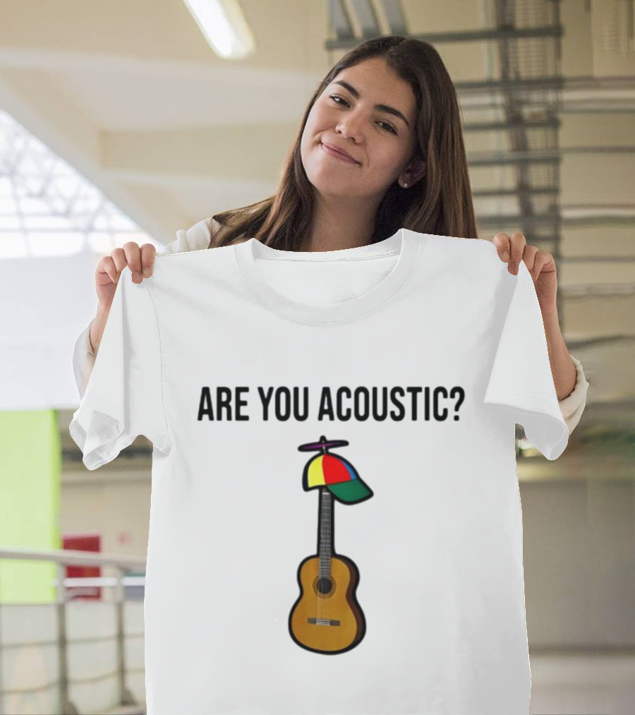 Are You Acoustic Guitar With Colorful Propeller Hat T-Shirt