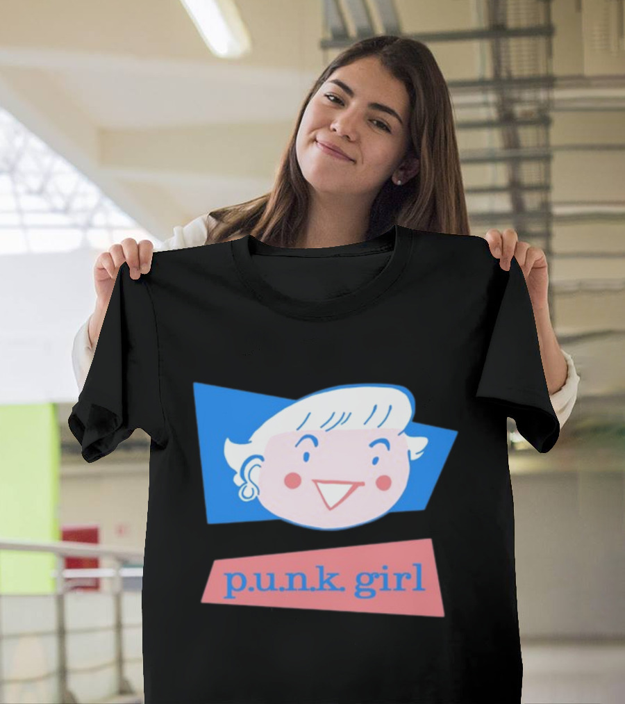 P.U.N.K. Girl Retro Cartoon Style Face T-Shirt
