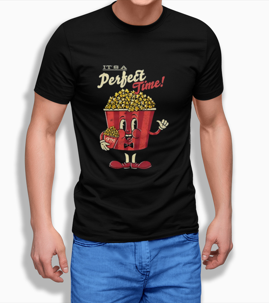 It's A Perfect Time AMC Theatres Movie Popcorn Cartoon T-Shirt