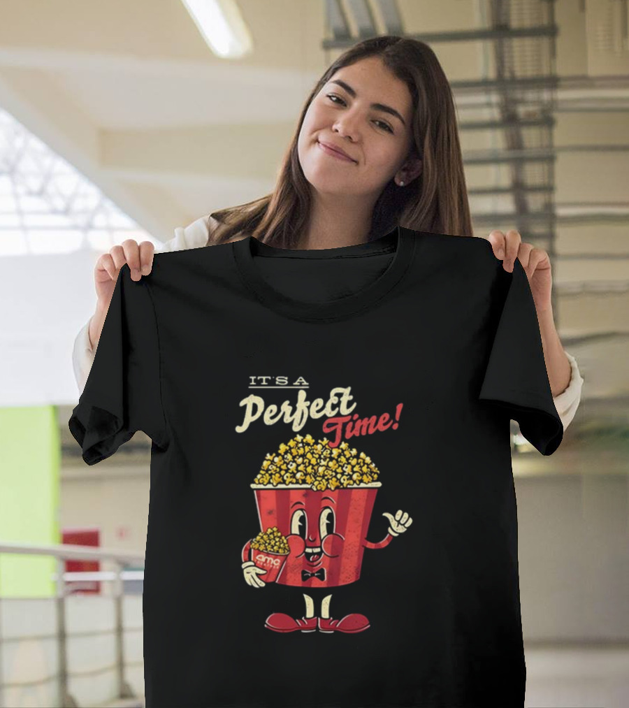 It's A Perfect Time AMC Theatres Movie Popcorn Cartoon T-Shirt