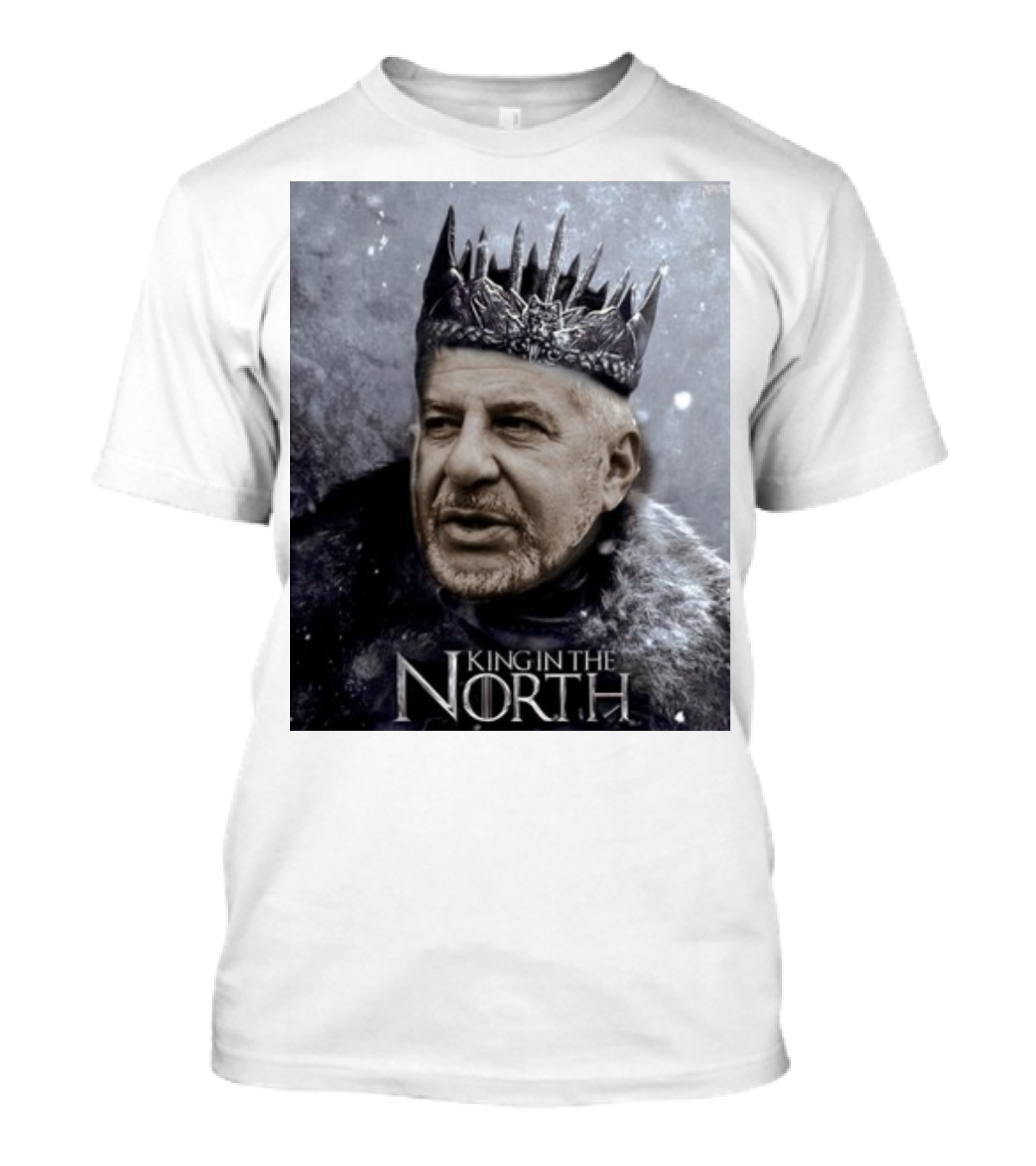 Bill Belichick King In The North Game Of Thrones Style Crown And Fur Cloak T-Shirt