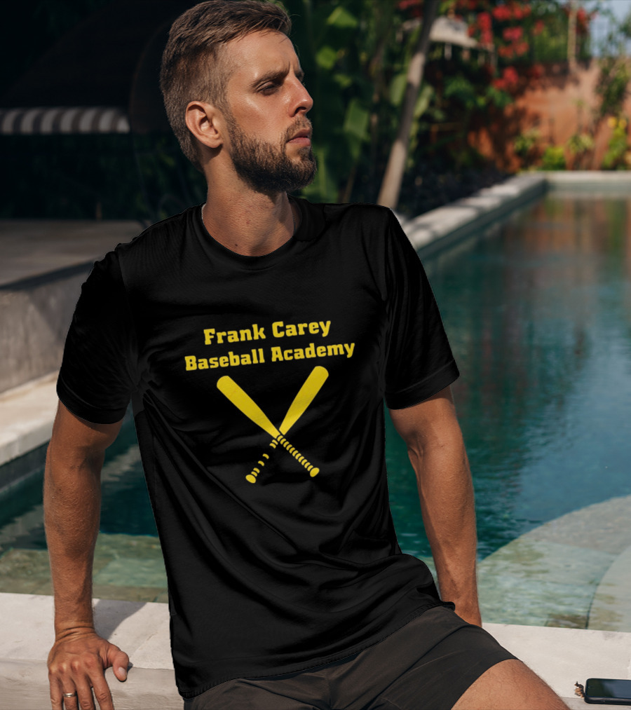 Frank Carey Baseball Academy Yellow Crossed Bats T-Shirt