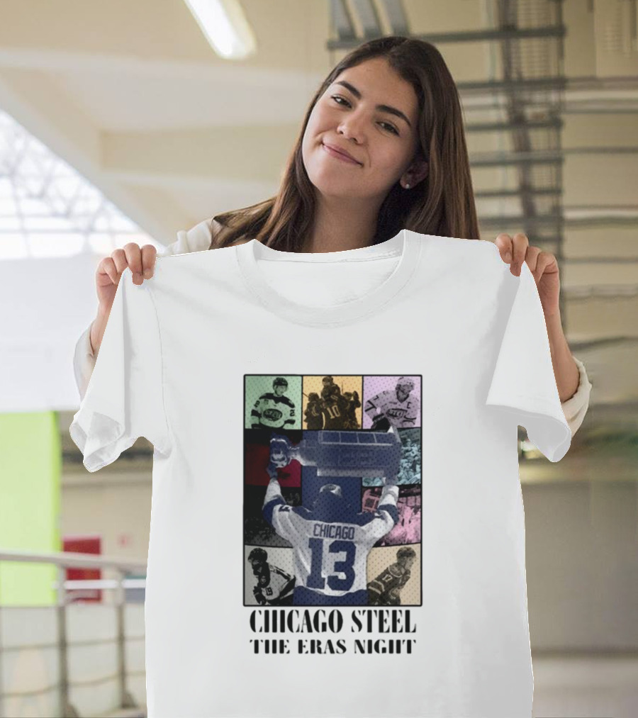 Chicago Steel The Eras Night Number 13 Hockey Collage T-Shirt