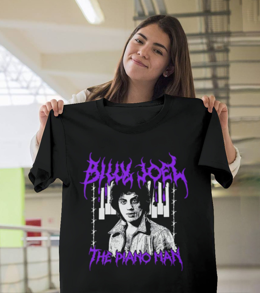 Billy Joel The Piano Man Purple Lettering Piano Keys T-Shirt