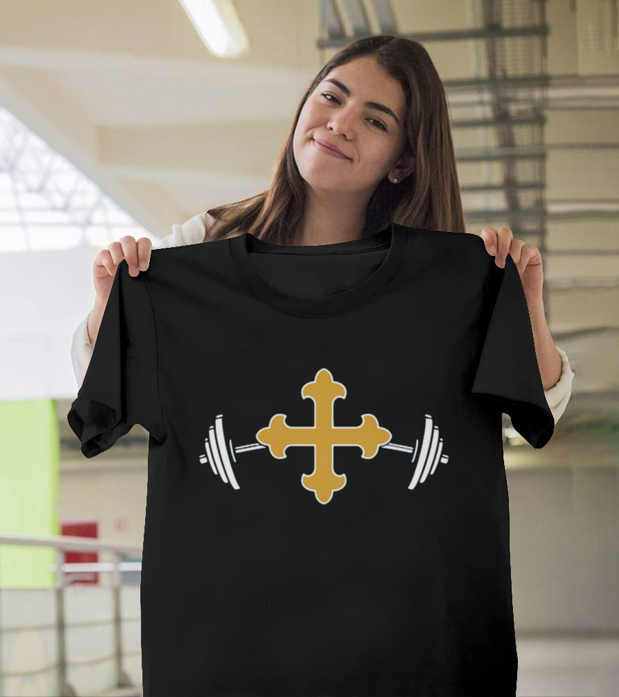 John Carroll Iron Streak Cross And Barbells T-Shirt