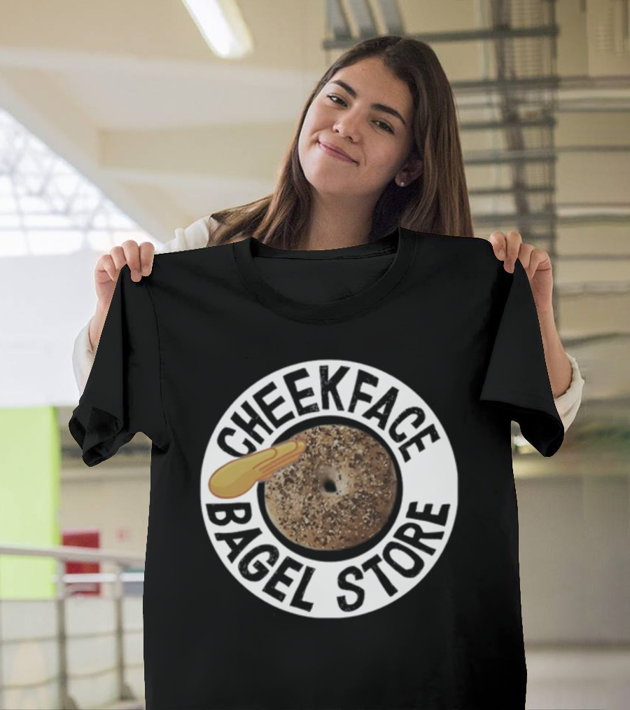 Cheekface Bagel Store Sesame Bagel With Butter Retro Circular T-Shirt