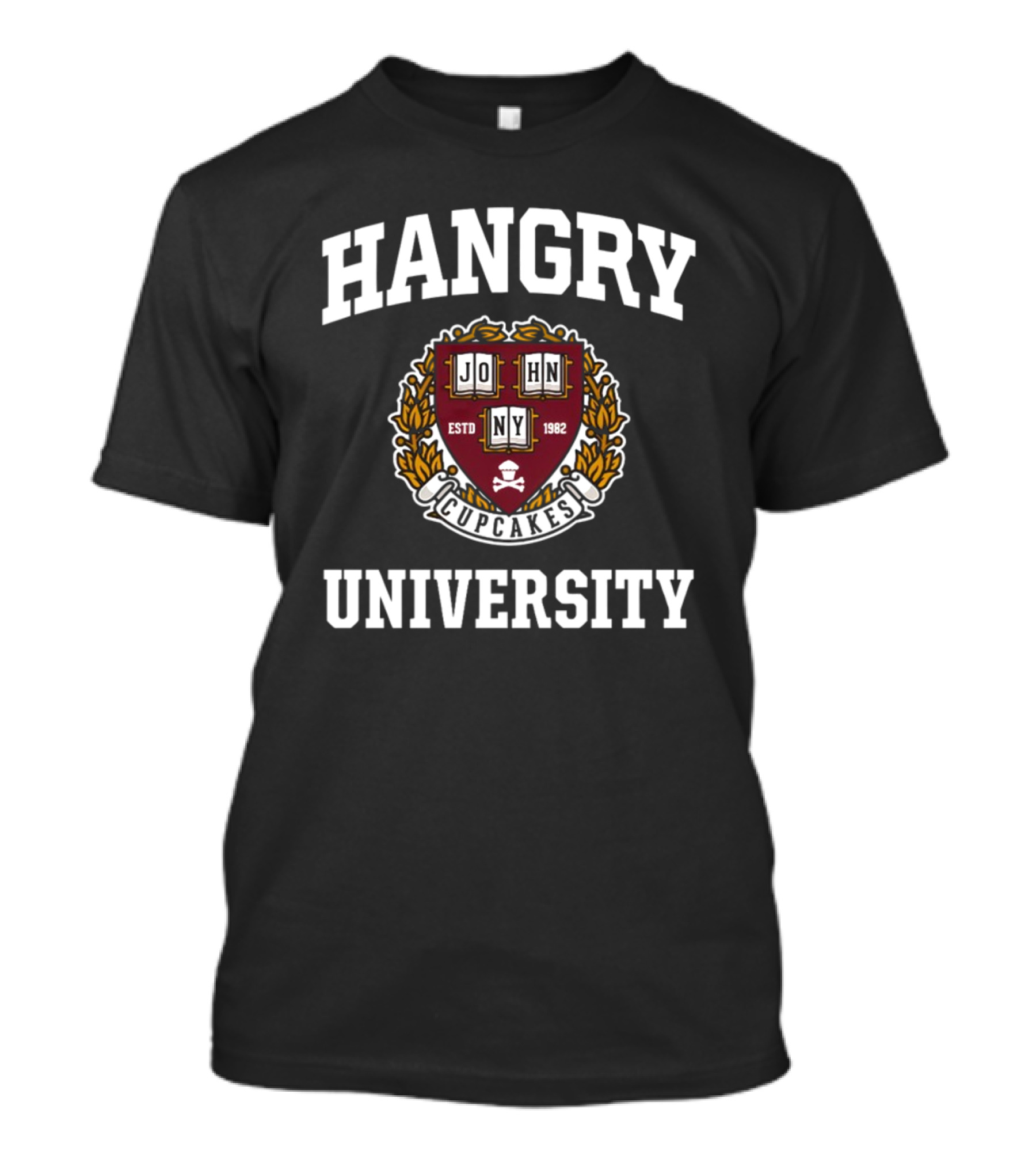 Hangry University Johnnycupcakes Estd 1982 Crest T-Shirt