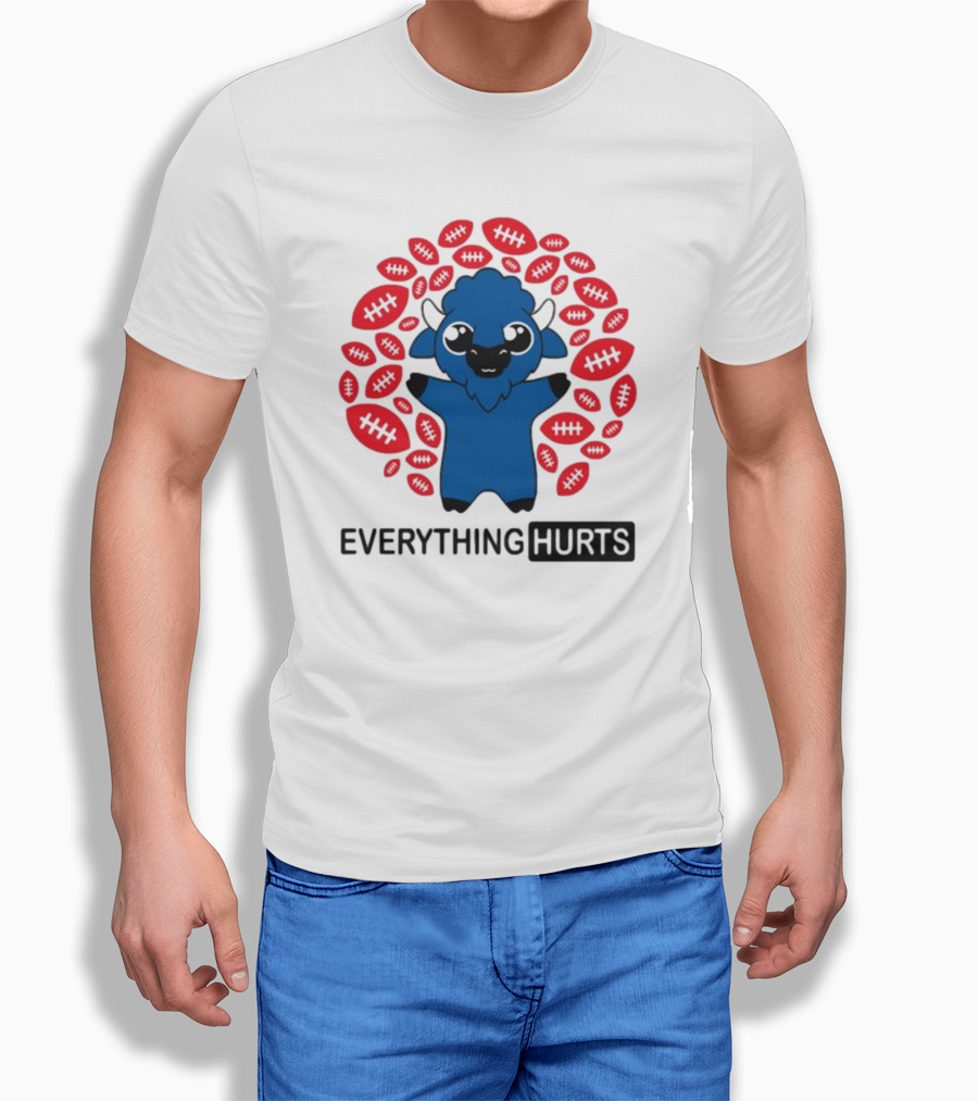 Buffalo Everything Hurts Surrounded By Red Footballs T-Shirt