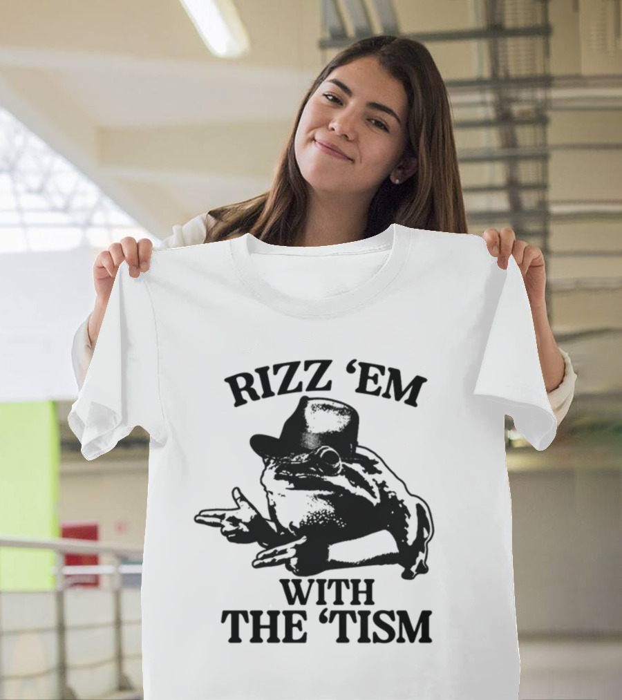 Rizz 'Em With The 'Tism Frog Hat Gesture T-Shirt
