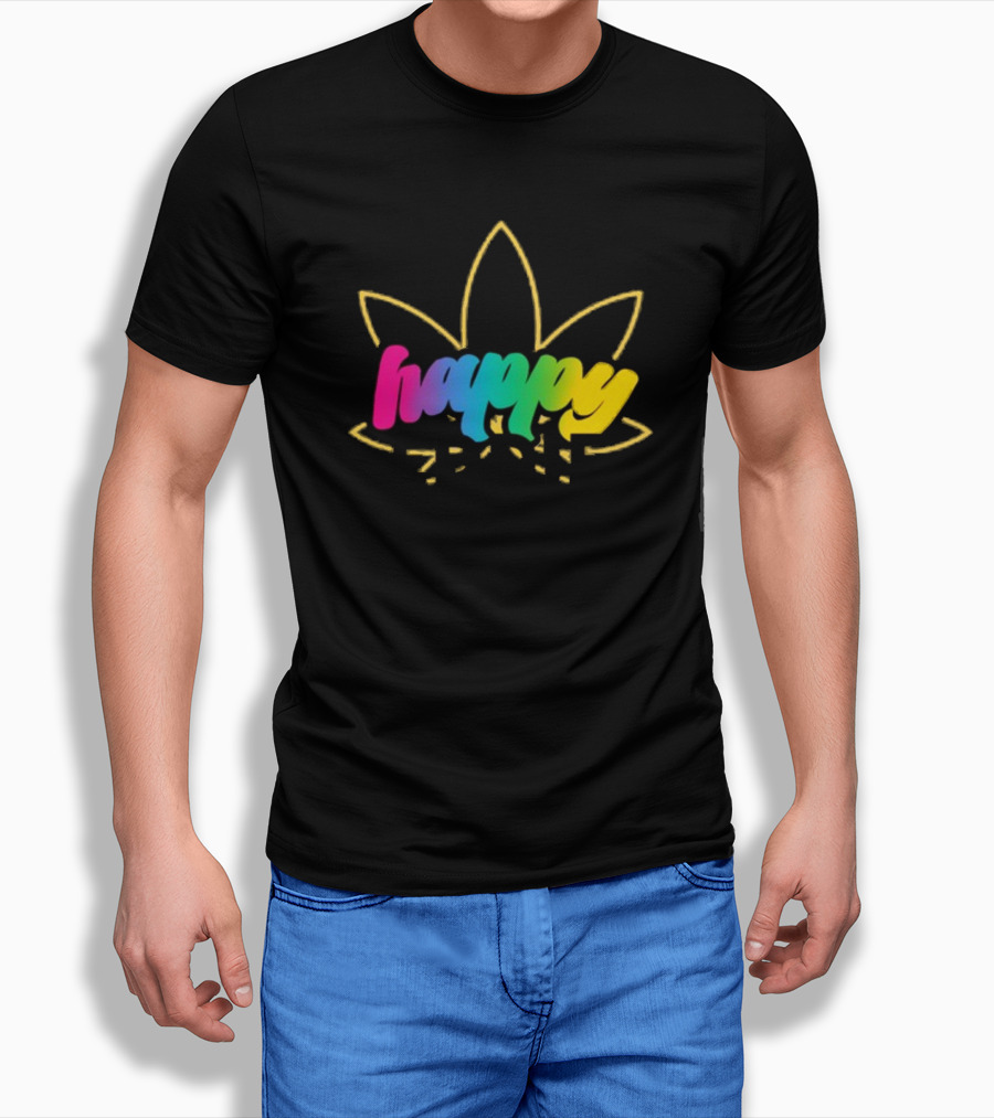 Happy Eddie Freestyle Rainbow Font Leaf T-Shirt