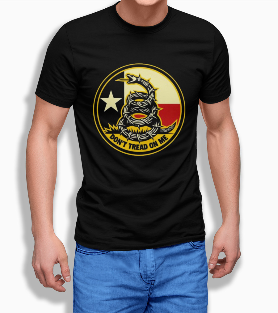 Don't Tread On Me Barbed Snake With Texas Flag Star T-Shirt