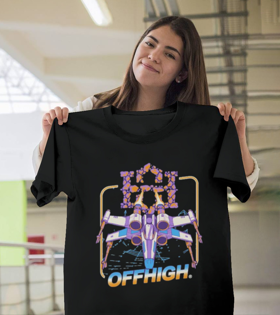Offhigh Skywalker Spaceship Adventure Retro Neon T-Shirt