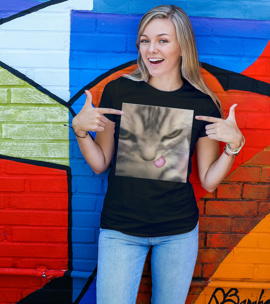 Sillyteestudio Silly Kitten Funny Cute Tongue Out Cat Meme T-Shirt