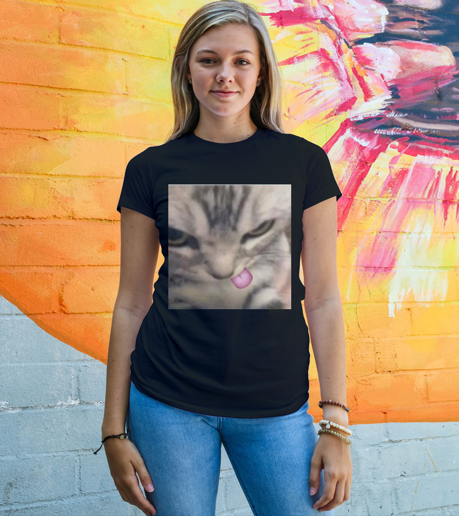 Sillyteestudio Silly Kitten Funny Cute Tongue Out Cat Meme T-Shirt