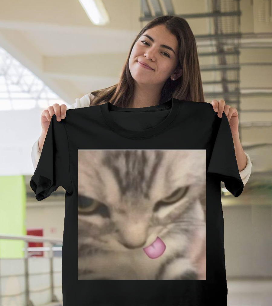 Sillyteestudio Silly Kitten Funny Cute Tongue Out Cat Meme T-Shirt