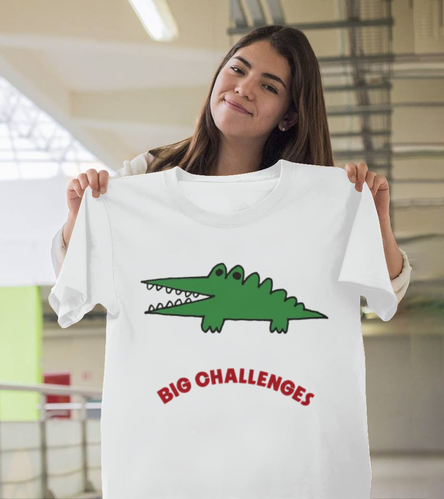 Big Challenges Green Crocodile Cartoon T-Shirt