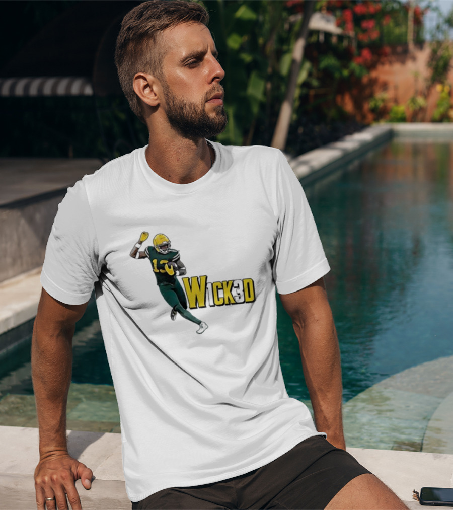 W1ck3d Football Player Yellow Helmet Green Jersey 13 T-Shirt