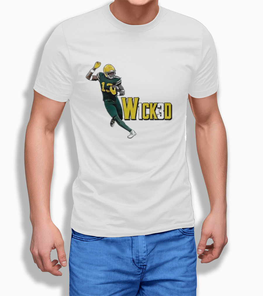 W1ck3d Football Player Yellow Helmet Green Jersey 13 T-Shirt