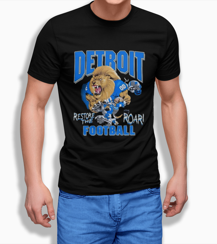 Detroit Restore The Roar Football Lion Player T-Shirt