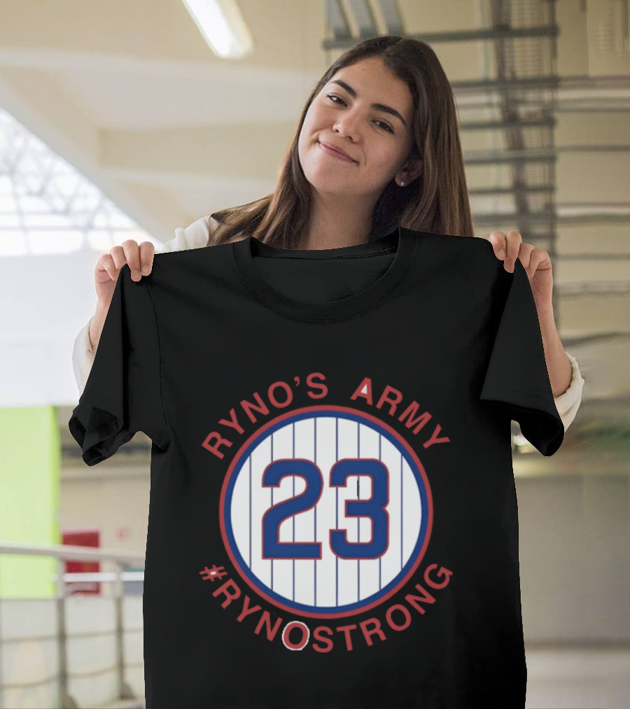 Ryno's Army 23 #RynoStrong Circle Logo White Pinstripes T-Shirt