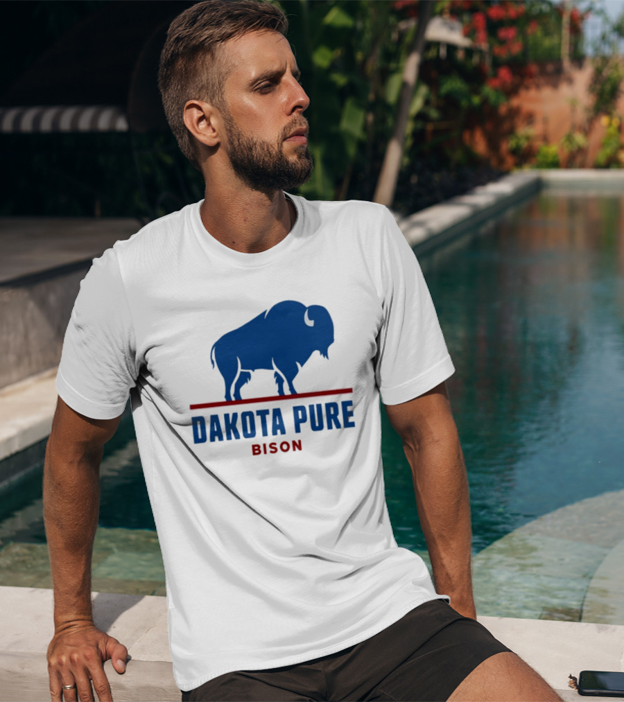 Shawn Baker Dakota Pure Bison Blue Icon Bison Red Line T-Shirt