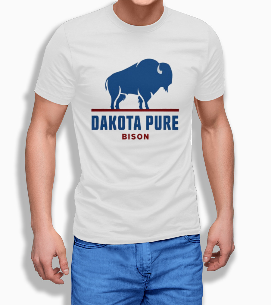 Shawn Baker Dakota Pure Bison Blue Icon Bison Red Line T-Shirt
