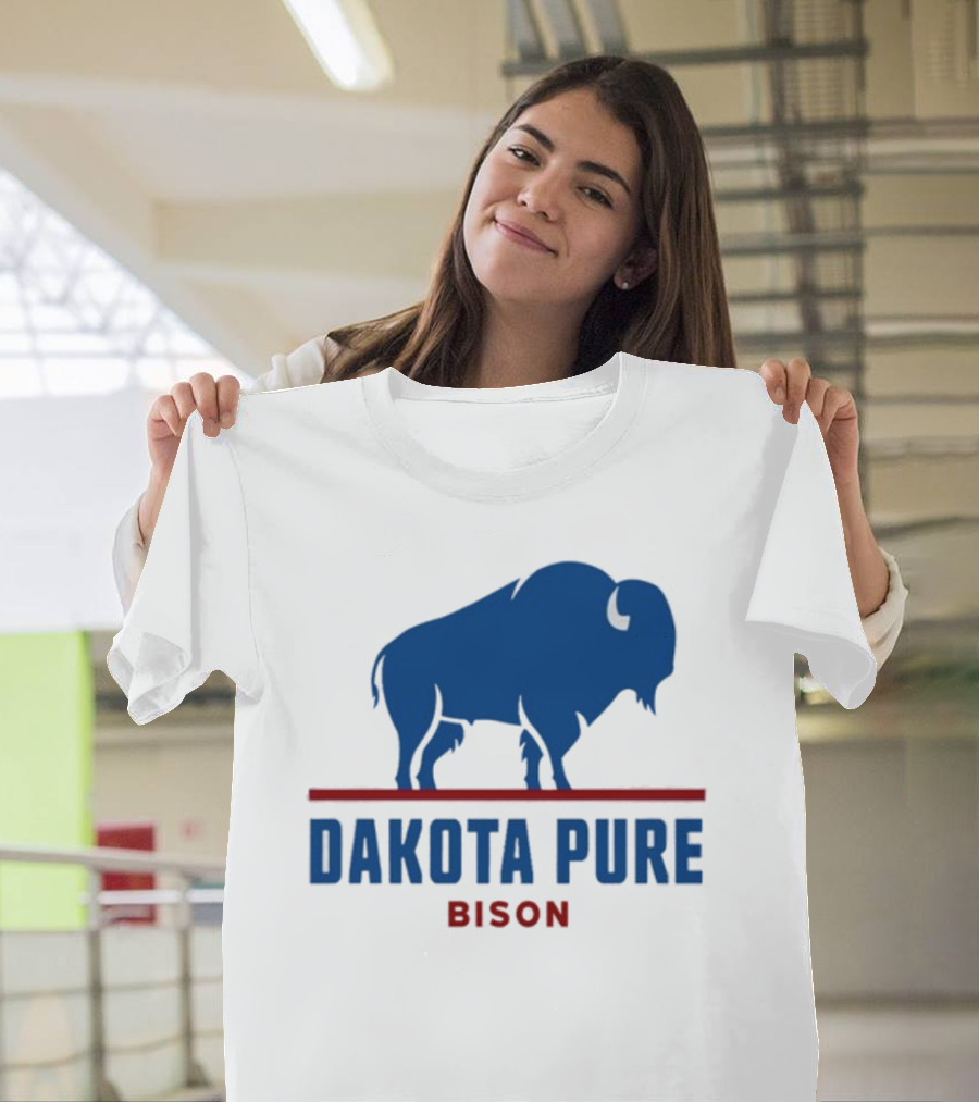 Shawn Baker Dakota Pure Bison Blue Icon Bison Red Line T-Shirt