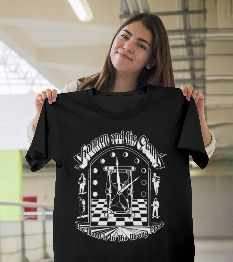 Shannon And The Clams The Moon Is In The Wrong Place Checkerboard Timepiece T-Shirt