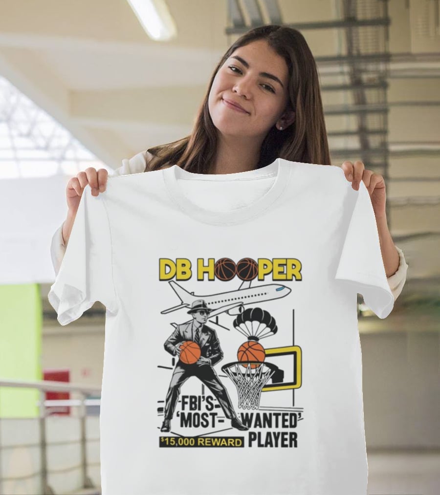 DB Hooper FBI's Most Wanted Player $15,000 Reward Basketball Airplane T-Shirt