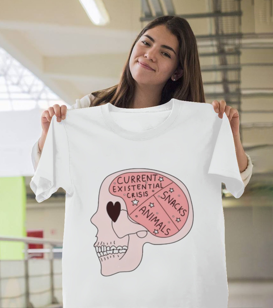 Tenderghost Current Existential Crisis Snacks Animals Brain T-Shirt