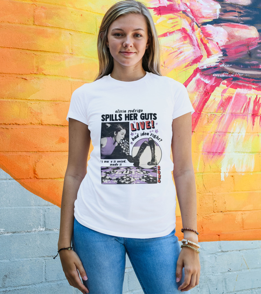 Olivia Rodrigo Spills Her Guts Live Bad Idea Right Guts World Tour T-Shirt