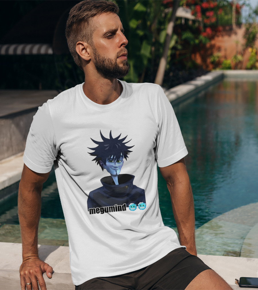 Spiky Haired Megumind Blue Emoji Face T-Shirt