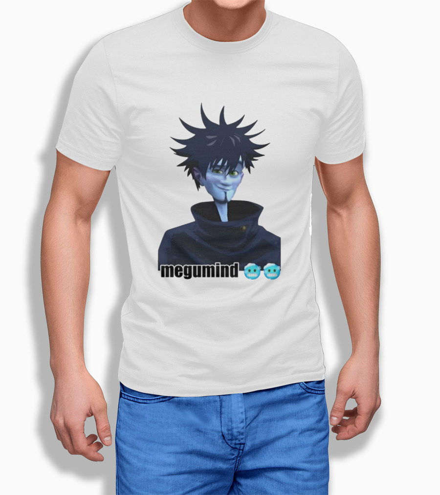 Spiky Haired Megumind Blue Emoji Face T-Shirt