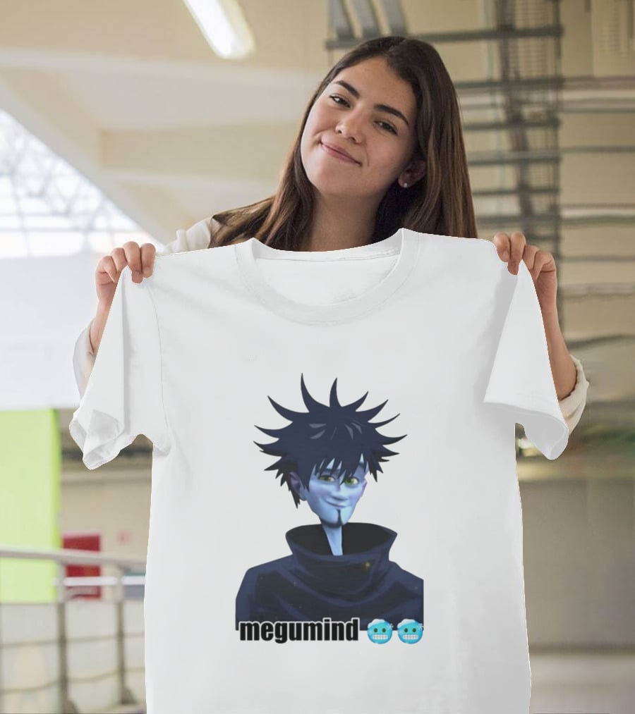 Spiky Haired Megumind Blue Emoji Face T-Shirt