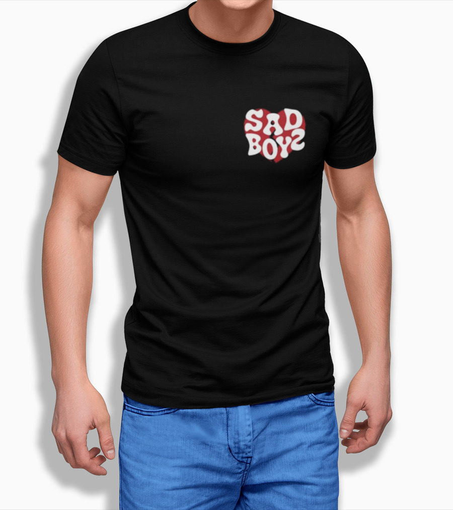 Sad Boyz Heart Logo Red And White Contrast T-Shirt