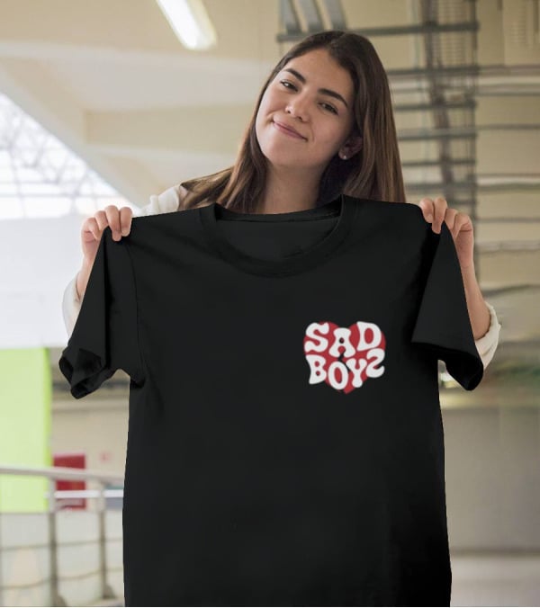 Sad Boyz Heart Logo Red And White Contrast T-Shirt