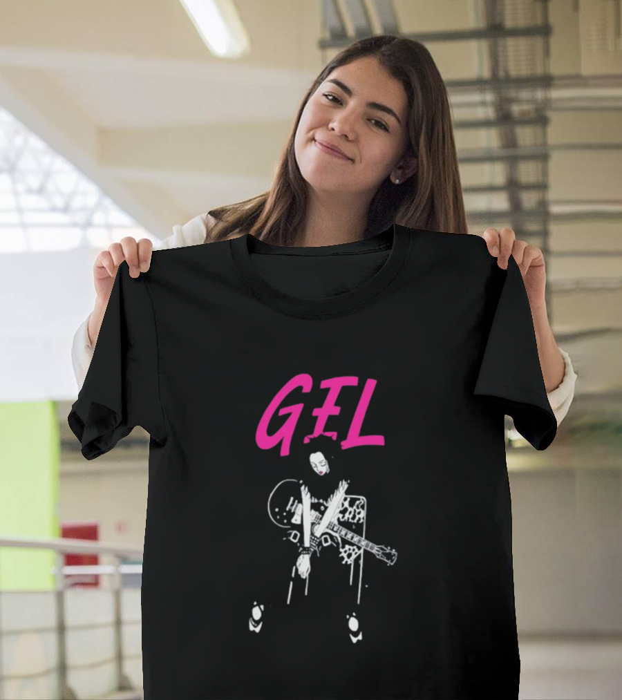 GELHARDCORE GEL NANA Guitar Girl Graphic Pink Lettering T-Shirt