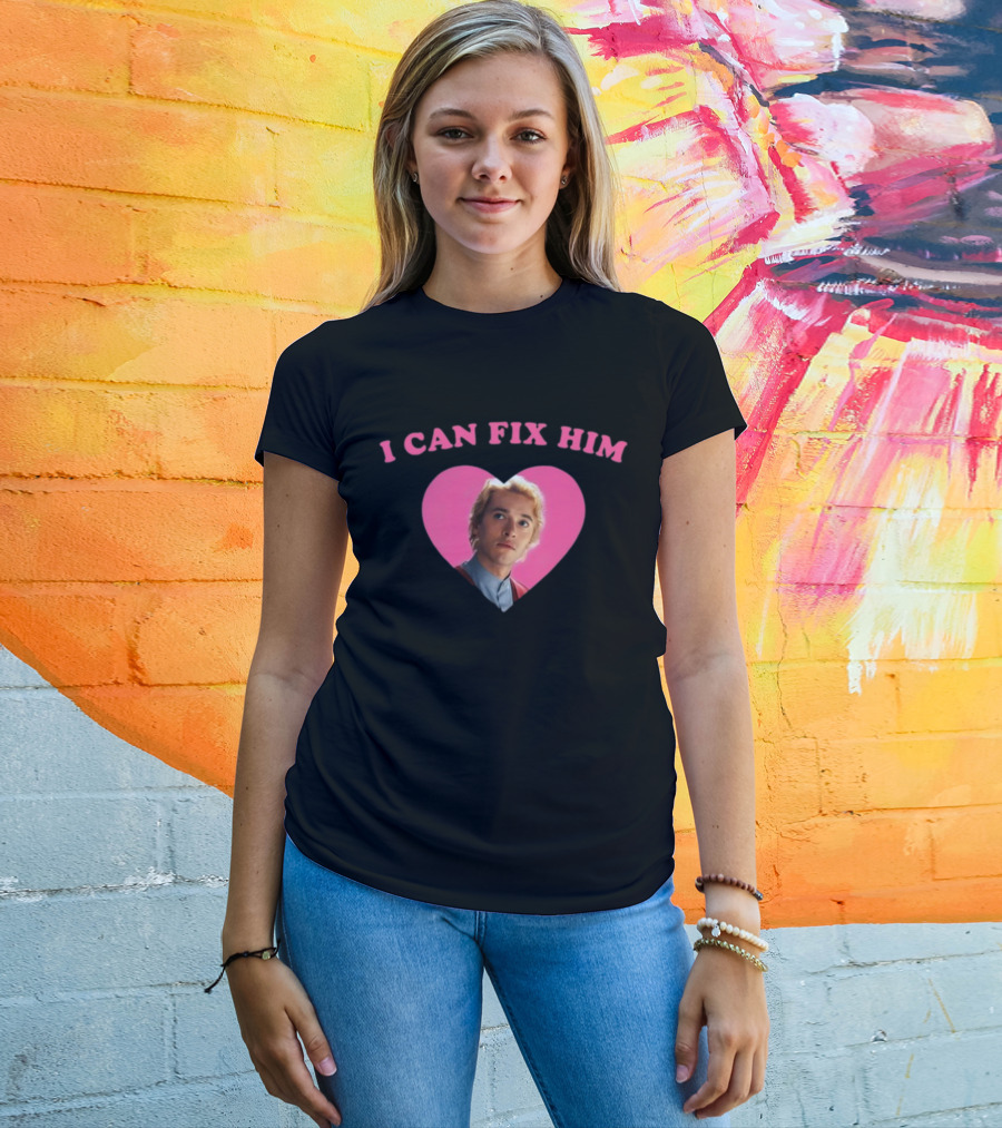 I Can Fix Him Heart Pink Background Tom Blyth T-Shirt