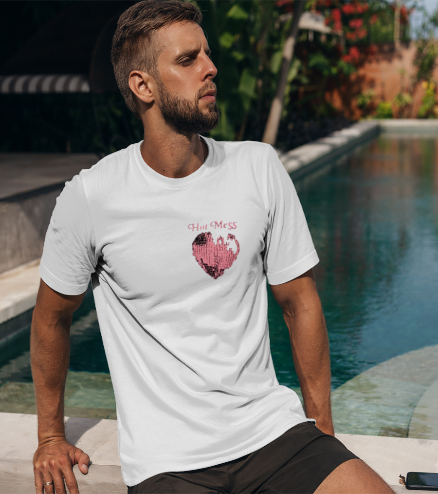 Hot Mess Pink Pixel Heart T-Shirt