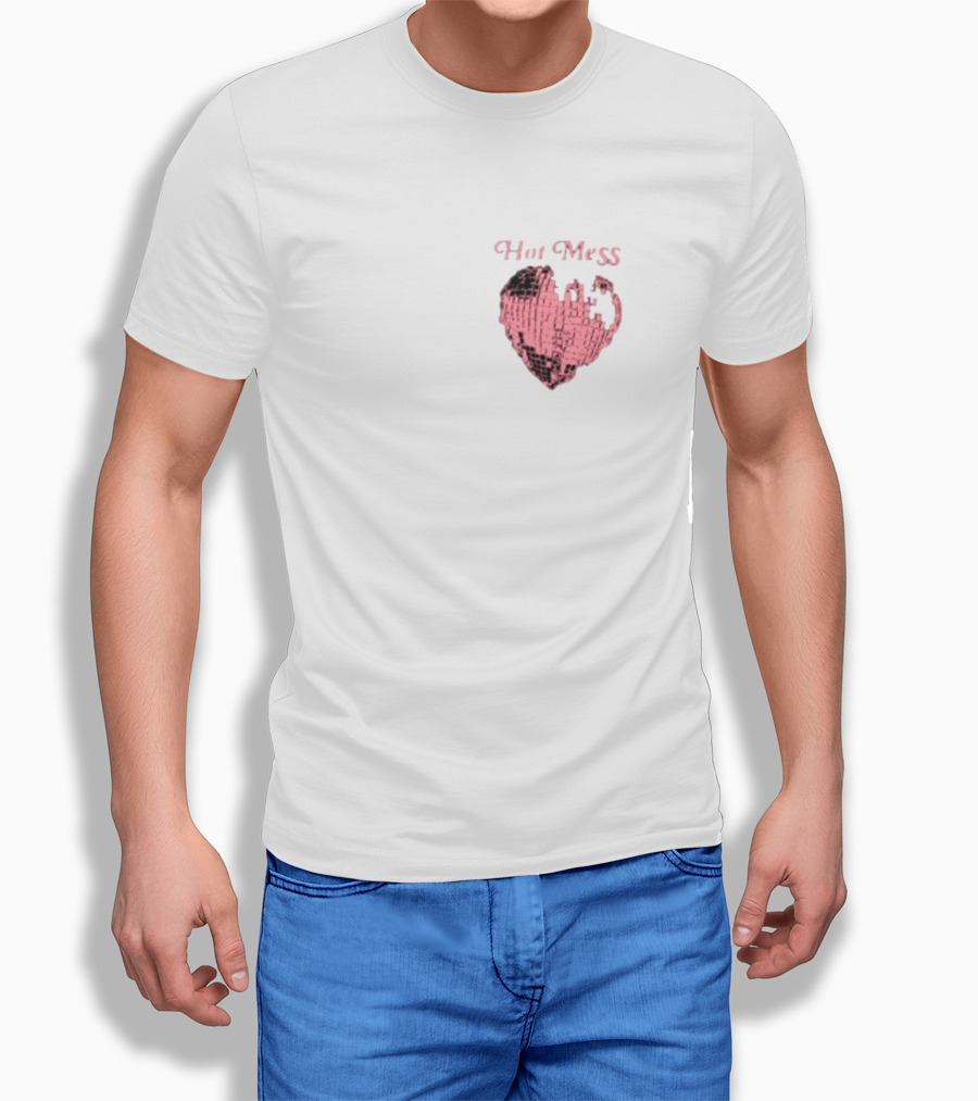 Hot Mess Pink Pixel Heart T-Shirt