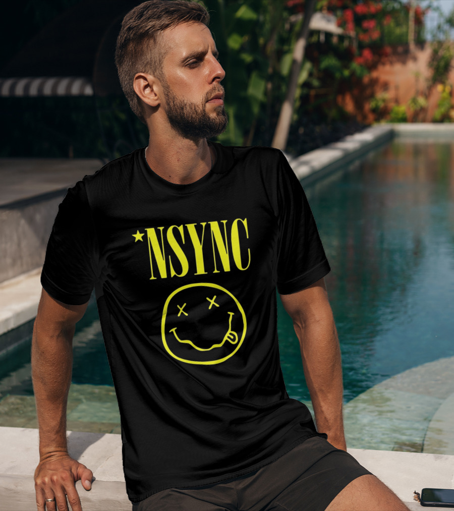 NSYNC Fake Handshake Grunge Inspired Smiley Face T-Shirt