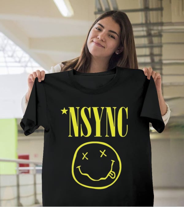 NSYNC Fake Handshake Grunge Inspired Smiley Face T-Shirt
