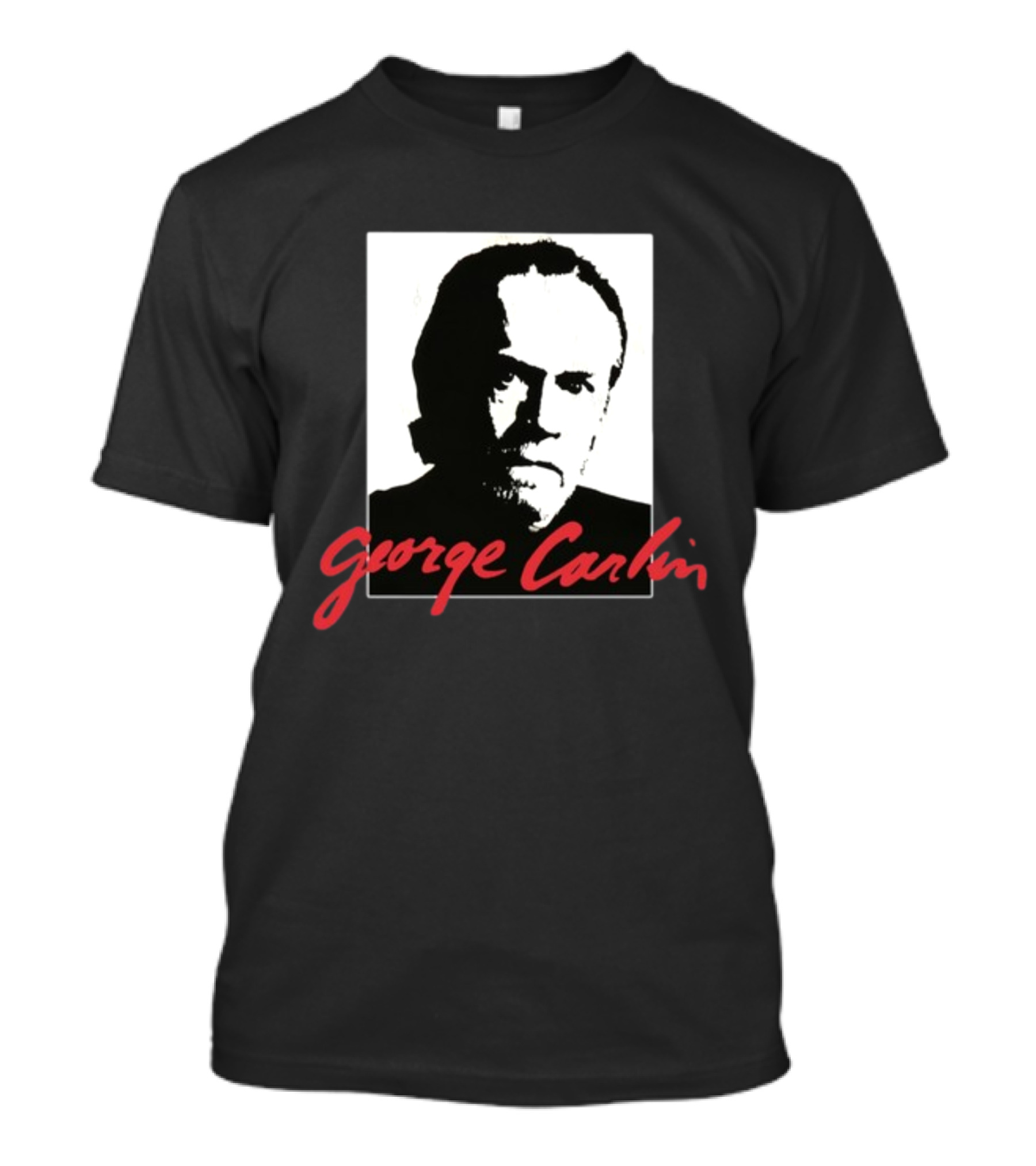 George Carlin Sometimes A Little Brain Damage Can Help Black And White Portrait Mike Cessario T-Shirt