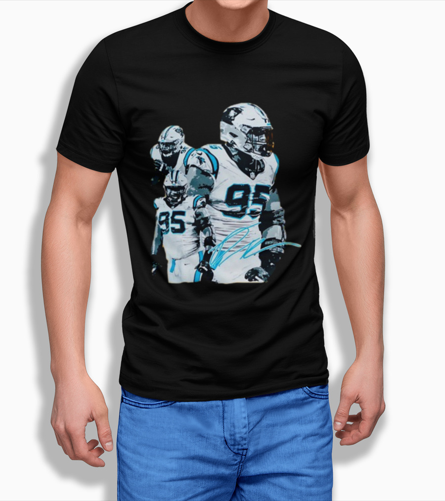 Kai Brown Wearing Carolina Panthers Derrick Brown 95 NFL Football T-Shirt