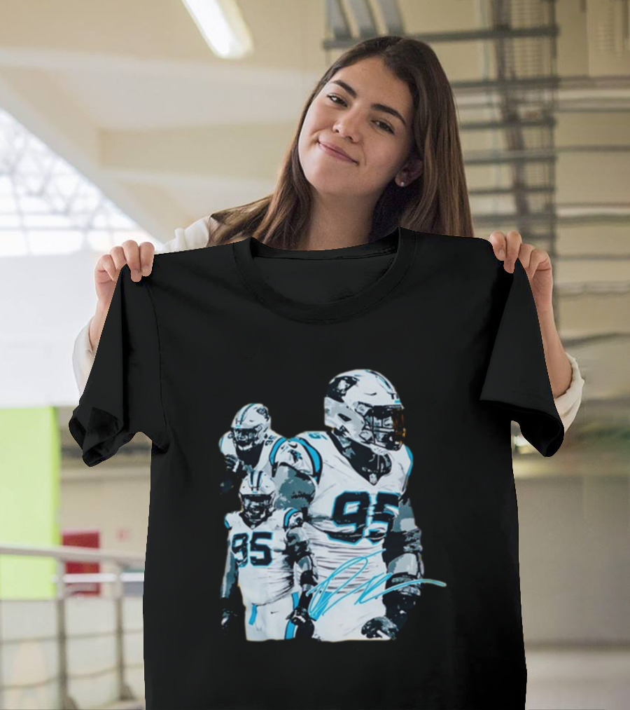Kai Brown Wearing Carolina Panthers Derrick Brown 95 NFL Football T-Shirt