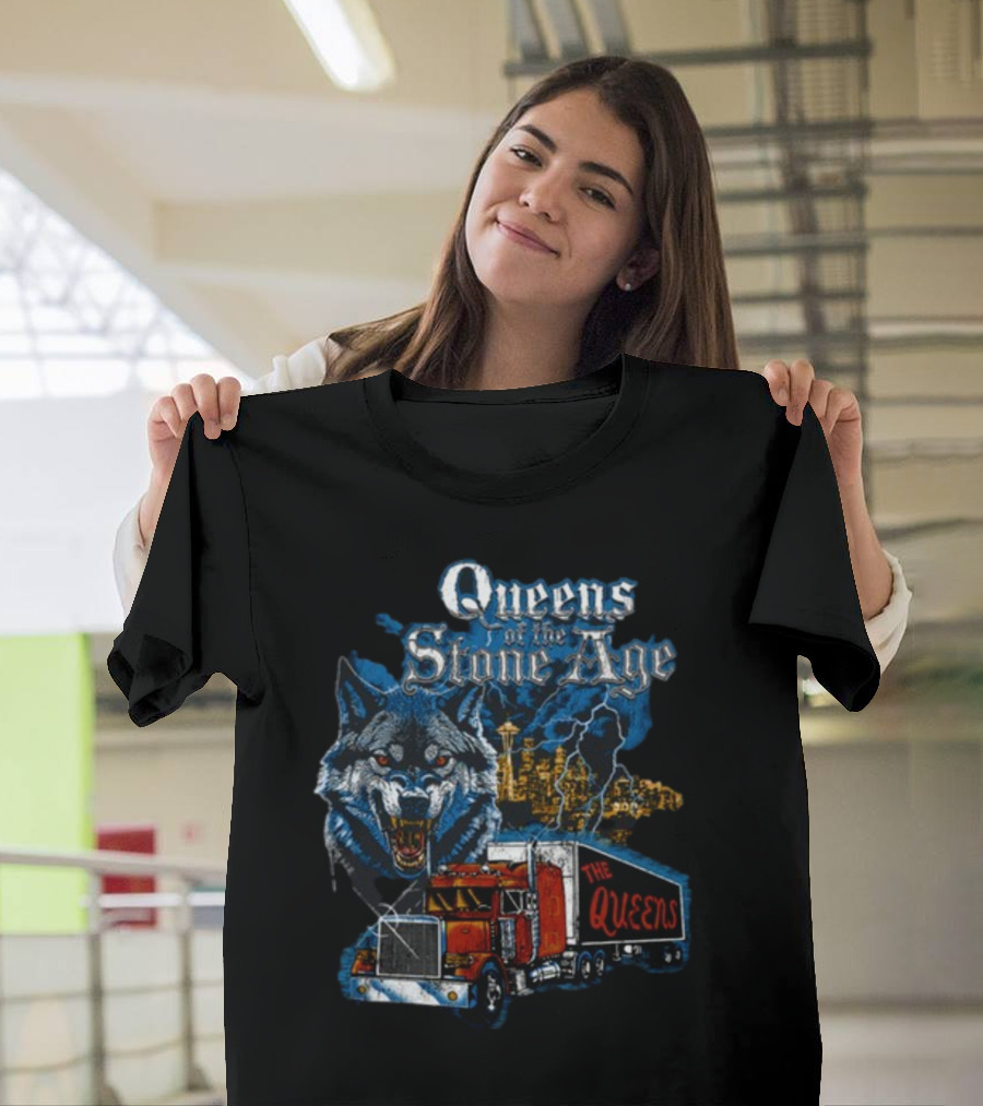 Queens Of The Stone Age Wolf Lightning Truck Seattle Skyline-The Queens T-Shirt
